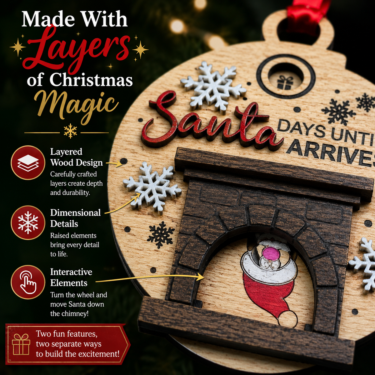 “Days Until Santa Arrives” Countdown Ornament