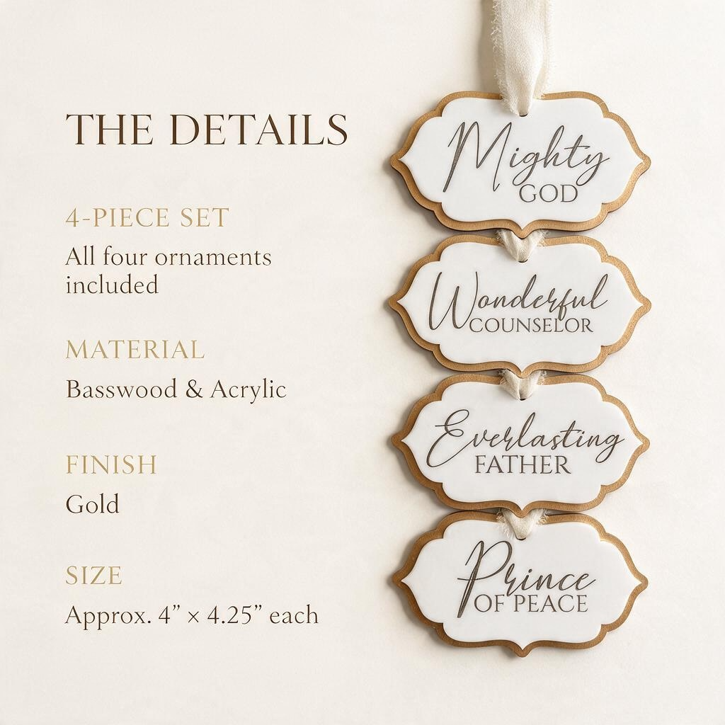 Isaiah 9:6 Christmas Ornaments Set of 4