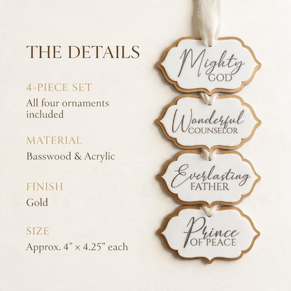 Isaiah 9:6 Christmas Ornaments Set of 4