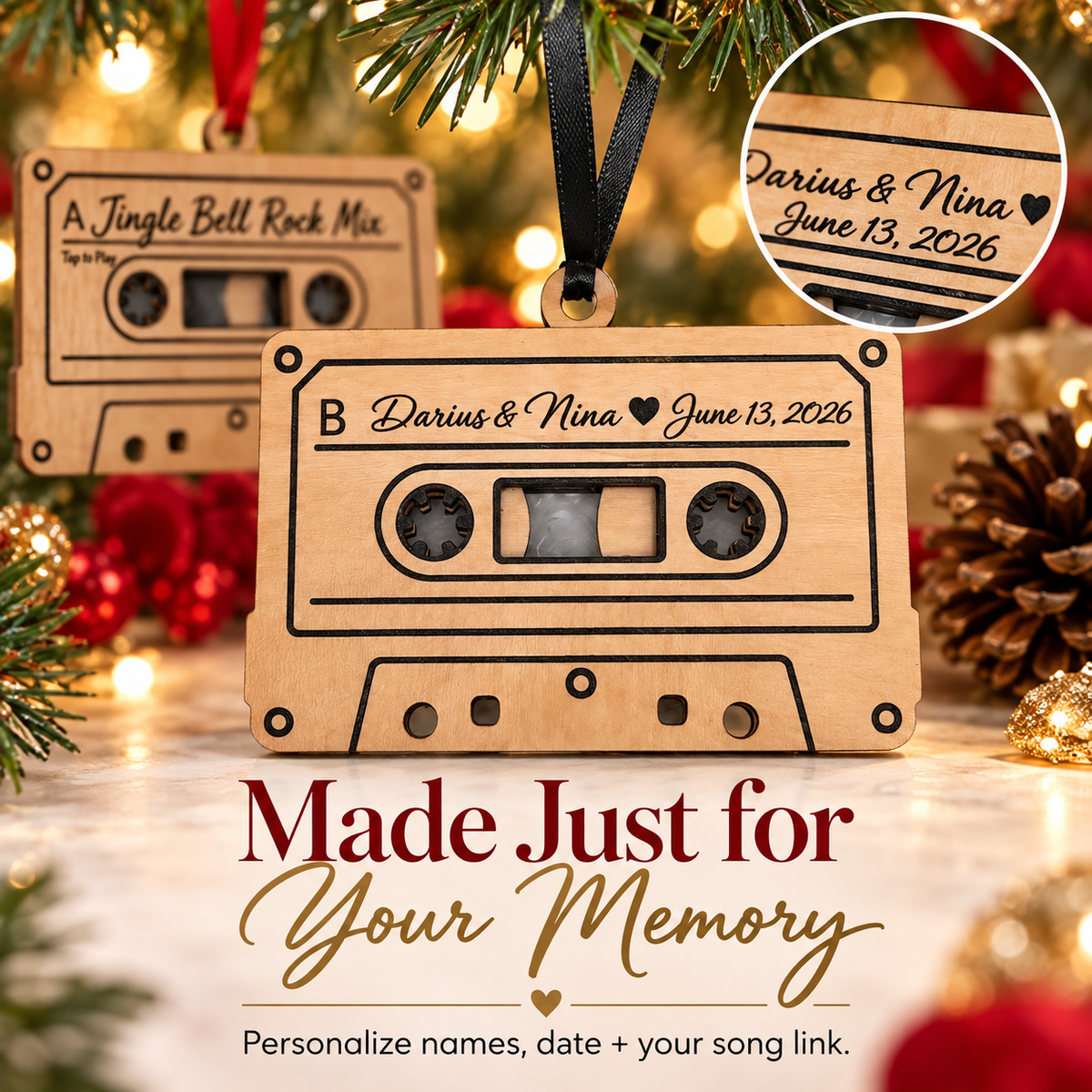 Personalized NFC Cassette Ornament