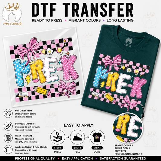 Bow Checkerboard Grade Level- DTF Transfer