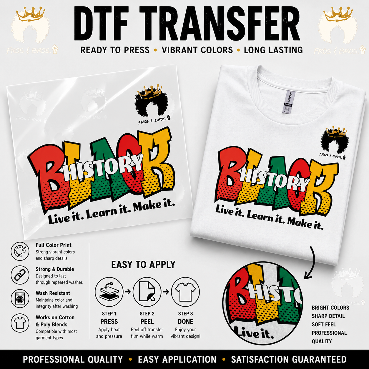 Black History: Live It. Learn It. Make It.– DTF Transfer