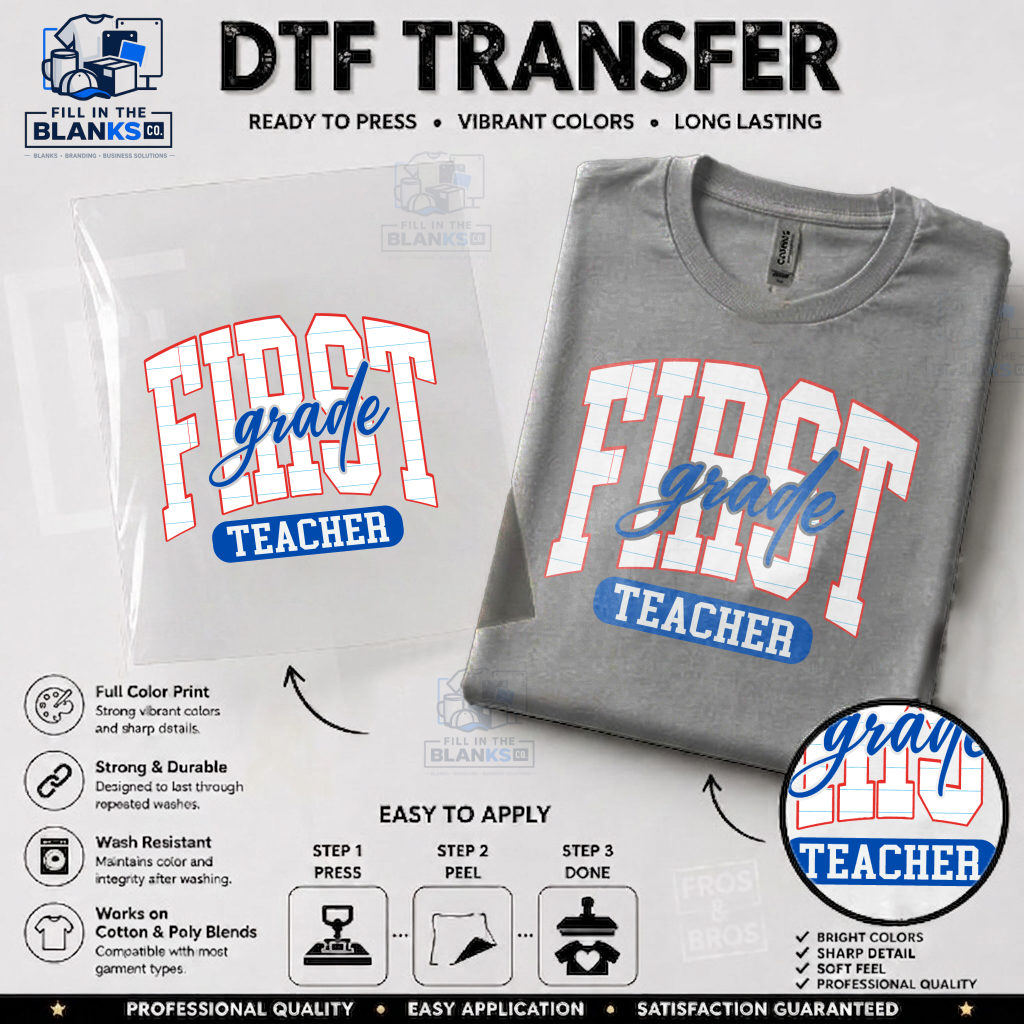 My Grade, My Style™ Teacher DTF Transfer | Customize Your Grade & Pattern