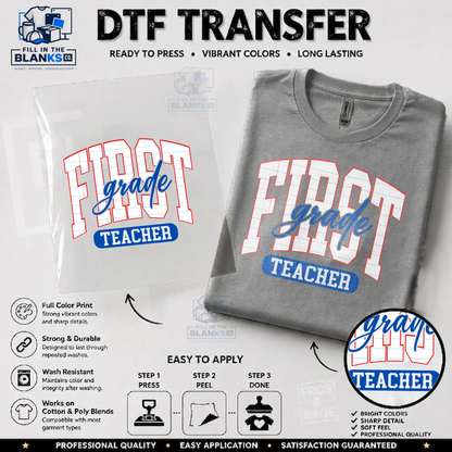 My Grade, My Style™ Teacher DTF Transfer | Customize Your Grade & Pattern
