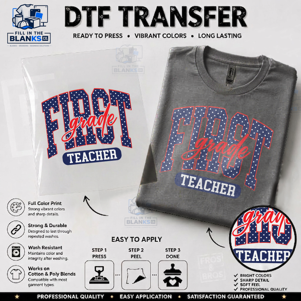 My Grade, My Style™ Teacher DTF Transfer | Customize Your Grade & Pattern