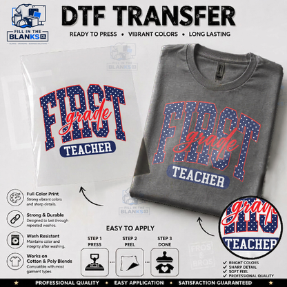 My Grade, My Style™ Teacher DTF Transfer | Customize Your Grade & Pattern