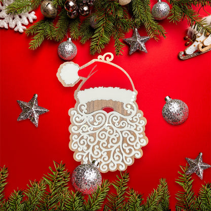 Swirly Beard Santa Ornament