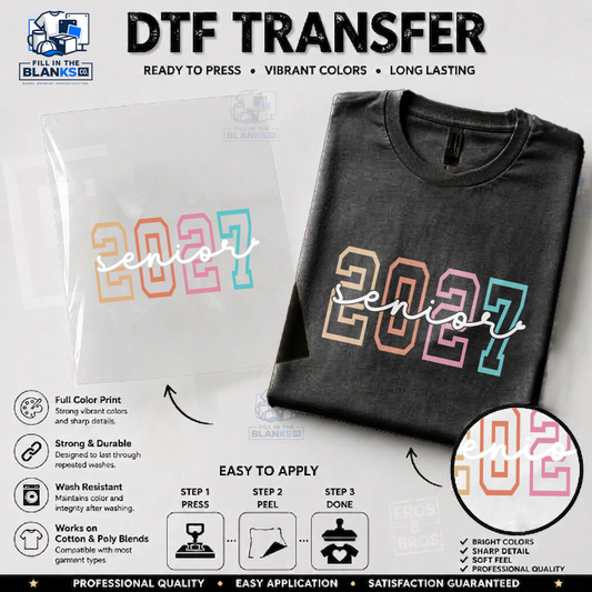 Senior 2027 Pastel Script DTF Transfer